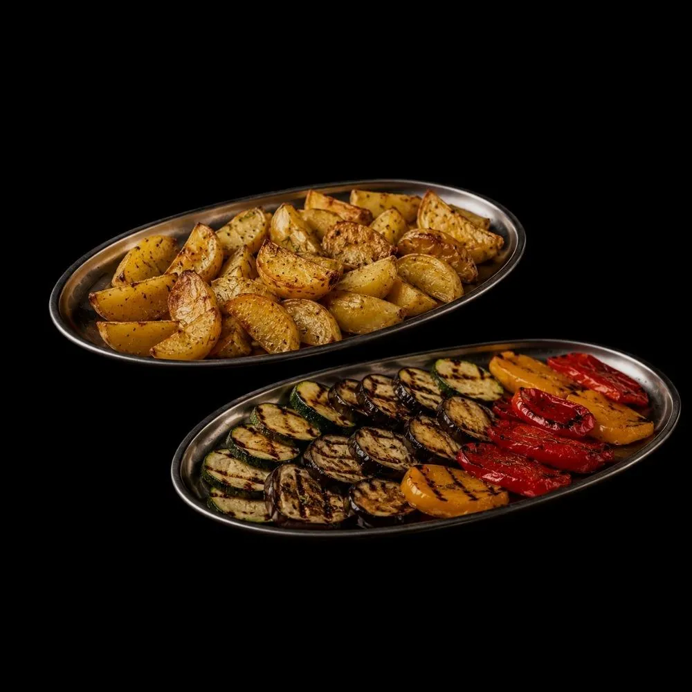 Patate al forno e verdure grigliate